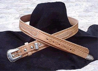 Basketweave Western Leather Belt