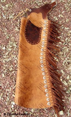 Custom Leather Chaps with Conchos, Fringe and Pocket Leather Chaps with conchos, fringe and pocket