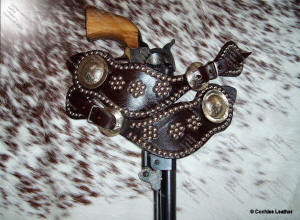 S1424 - Old Time Fancy Buckle Spur Straps w/Spots and Mexican Hat Conchos