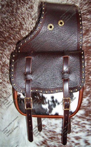 Border Tooled Hair-On w/Spots Saddlebags